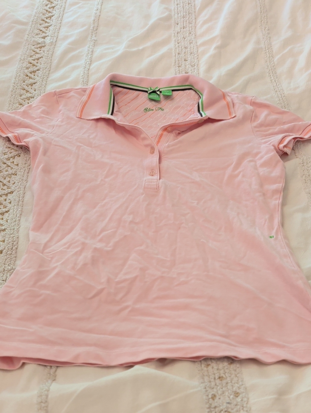 Hugo Boss Light Pink Short Sleeve Collared Golf Top